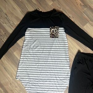 2 Piece Set W/ Leopard Print pocket